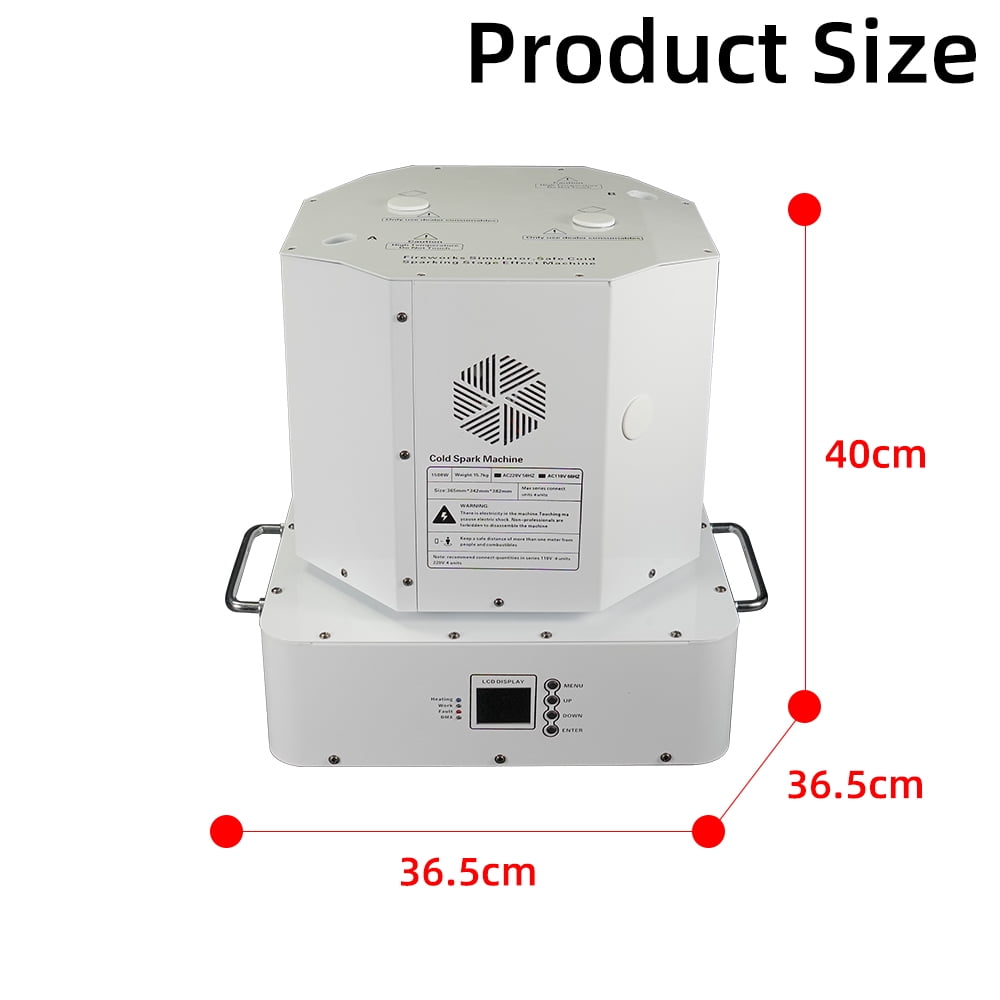 1500W Double Head Cold Spark Machine DMX512 Firework Machine 3-16ft Adjustable for Wedding Stage Party DJ Disco,White