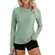 thumbnail image 1 of Craaazy Women's Solid Color Relaxed Fit Athletic Long Sleeve Shirt, Lightweight Sun Protective Top, Slim Fit with Thumb Holes for Workout Gifts, 1 of 7