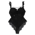 thumbnail image 1 of Body De Encaje Body De Encaje Suave Elástico Profundo V Elegante Mujer Ropa Interior De Una Pieza Para Boda Noche Luna De Miel Negro 75C OTVIAP Negro 75C, 1 of 8