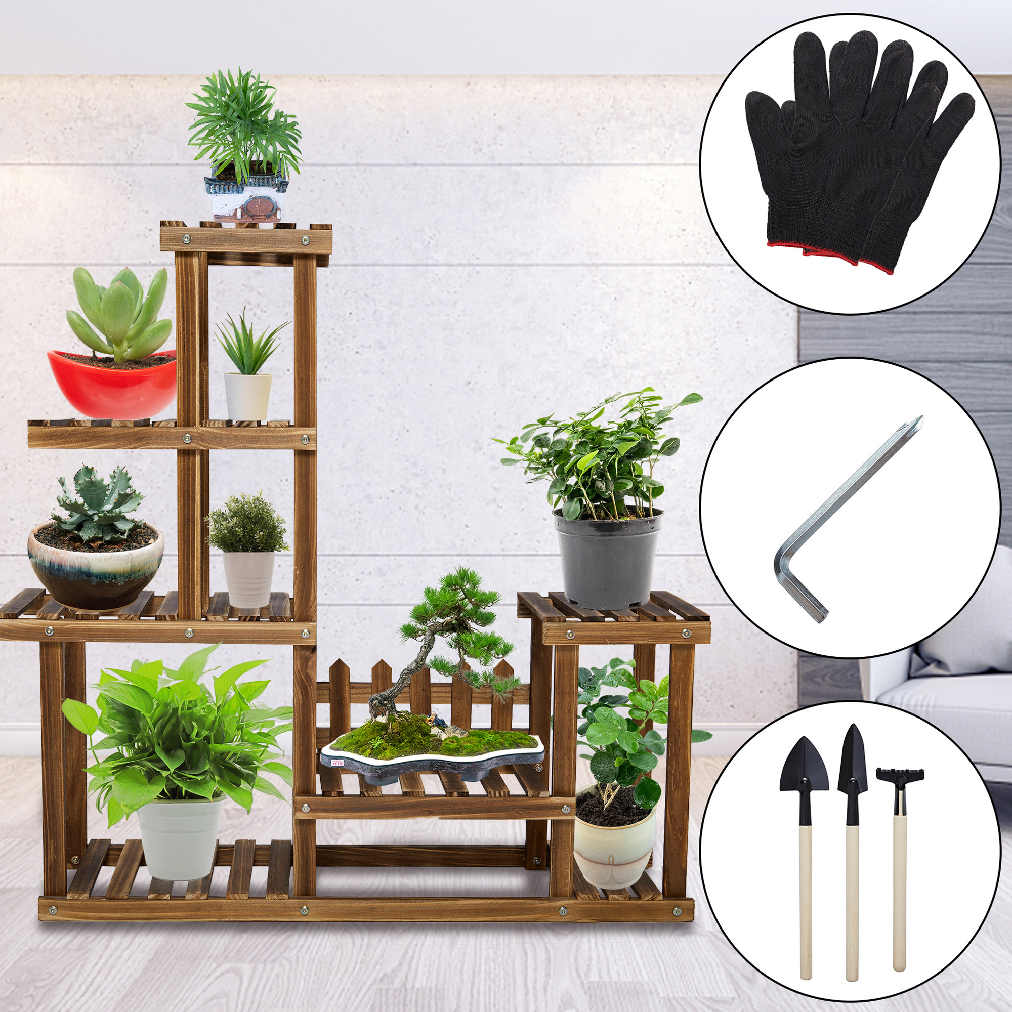 SAYFUT Plant Stands for Indoor Plants Tall Plant Shelf Outdoor with/without Wheels Plant Stands for Multiple Plants Corner Plant Stand Planter Stand Plant Rack Plant Table Indoor - image 4 of 7