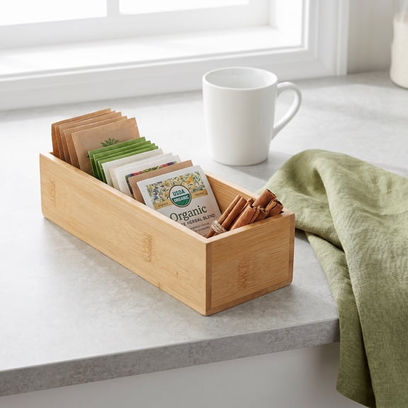 Minkissy Bamboo Display Box Unfinished Wood Craft Organizer with Portable Lightweight Design
