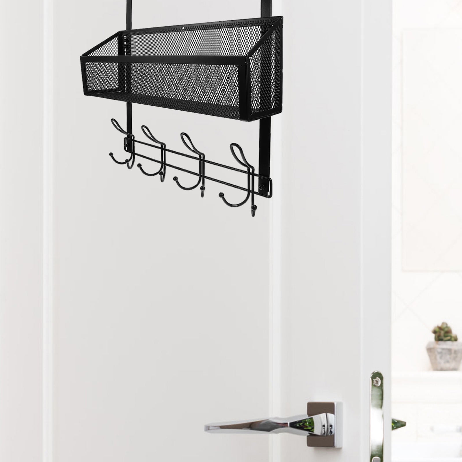 WHAMVOX Over the Door Organizer Bathroom Storage with Hooks over Door Vanity Organizer Door Hanging Basket for Bathroom Bedroom Kitchen Pantry Organization