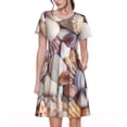 thumbnail image 1 of Daiia Robes pour Femmes à Imprimé de Coquillages 2025 Robes Tendance à Manches Courtes Robes Décontractées Amples et Fluides Maxi Robes de Soleil, 1 of 6