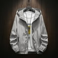 thumbnail image 2 of GXIPO Men's Hooded Waterproof Lightweight Windbreaker Jackets Nylon Wind & Water Resistant Rain Jacket Gray 4XL, 2 of 5