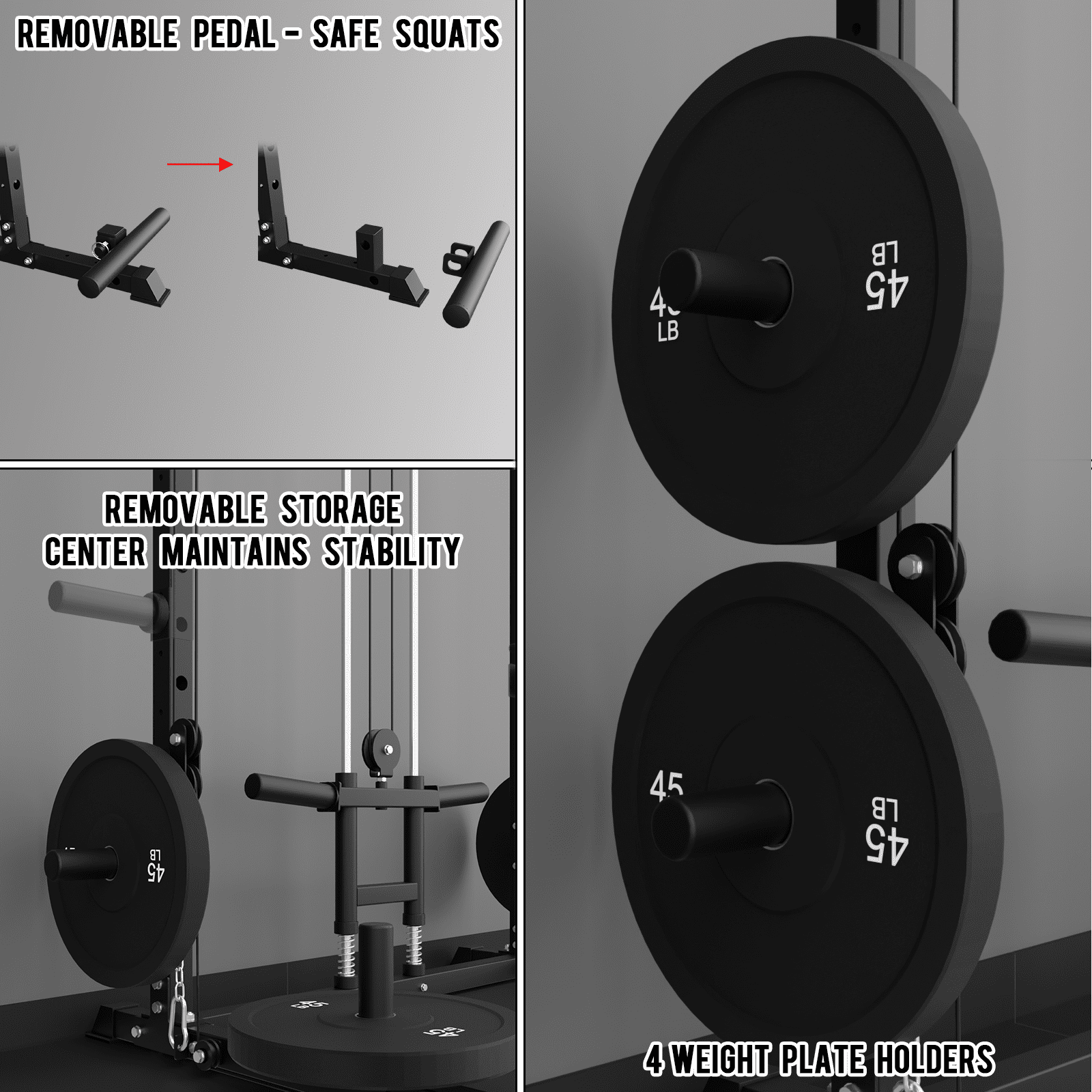 Eonfit E2 Power Cage with 3D Rotation Arms - Multi-Functional Power Rack for Home Gym. 1500lb Squat Rack for Home Gym. Pulley System for Cable Crossover & LAT Pulldown (E2 BLK PRO)