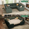 thumbnail image 5 of HONBAY 111” Oversized Corduroy Modular Sectional Sleeper Sofa, Pull-Out Bed with Storage for Living Room, Green, 5 of 8