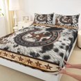 thumbnail image 3 of Manfei Cattle Hide Pattern Queen Sheet Sets,Country Farmhouse Flat Sheet,Rustic Horseshoe Texas Stars Queen Fitted Sheet For Men Women,Ultra Soft Home Decor,4pcs, 3 of 7