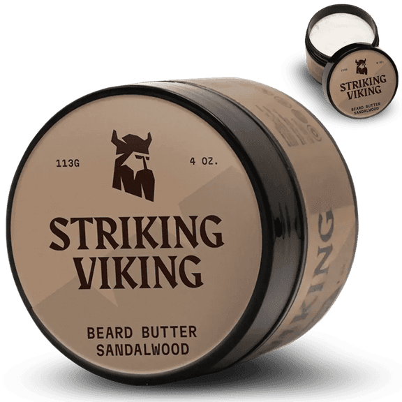 Striking Viking 4 oz Sandalwood Beard Butter for Men Conditioning Styling Beard Moisturizer