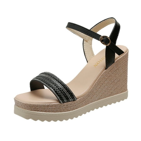 

Wedge Sandals for Women Espadrilles Dresssy 2023 Bohemia Elastic Ankle Strap Sandals Open Toe Summer Wedding Platform Shoes Sandal