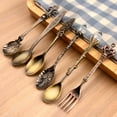 thumbnail image 3 of 6pcs/Set Spoon Coffee Spoon Set Vintage Table Spoon Antique Tea Spoons Coffee Royal Style Metal Carved Fork Tablespoons  Gold, 3 of 8
