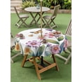 thumbnail image 4 of Outdoor Tablecloth with Umbrella Hole for Patio/Picnic/Party/Camping, Pink Flowers Waterproof Table Cloth Round Cover Washable, Spring Floral Butterfly Leaves Plants Pastoral (Dia 54"), 4 of 8