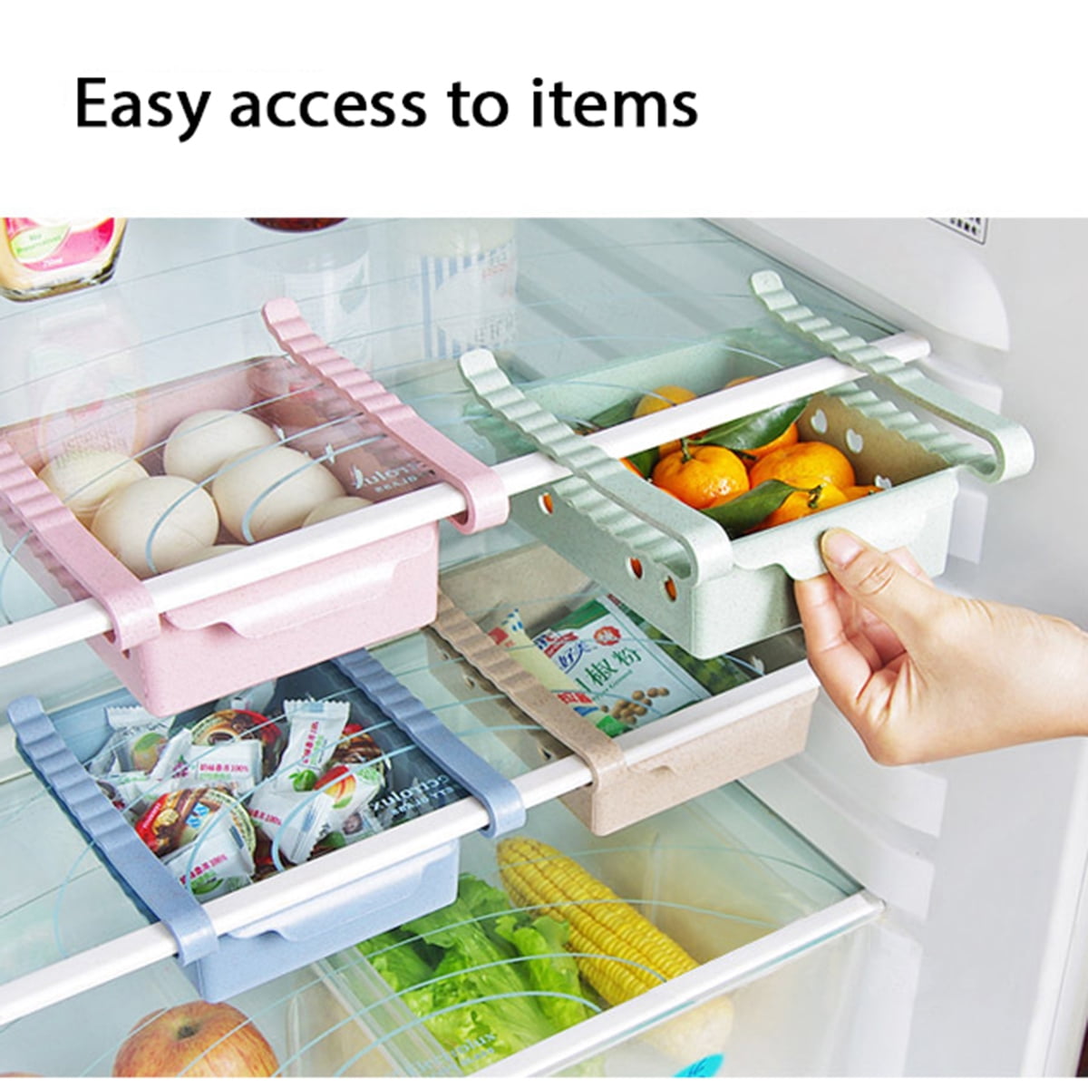 Refrigerator Storage Box Home Kitchen Fridge Sliding Drawer Shelf
