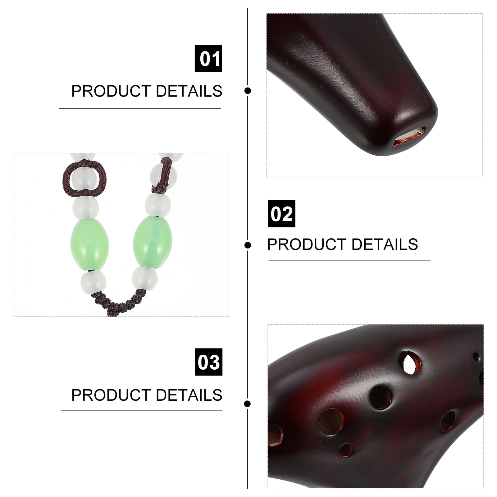 HINTRMENT 1Set Portable Brown Ceramic Ocarina Music Instrument Gift for Beginners