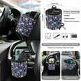 thumbnail image 5 of Yuyamidu Colorful Flower Car Seat Cover 15 PCS Auto Front Back Seat Cover Steering Wheel Cover Seat Belt Pads Trash Bin Mount Phone Holder Rearview Mirror Cover Cup Holder Wrist Key Chain, 5 of 7