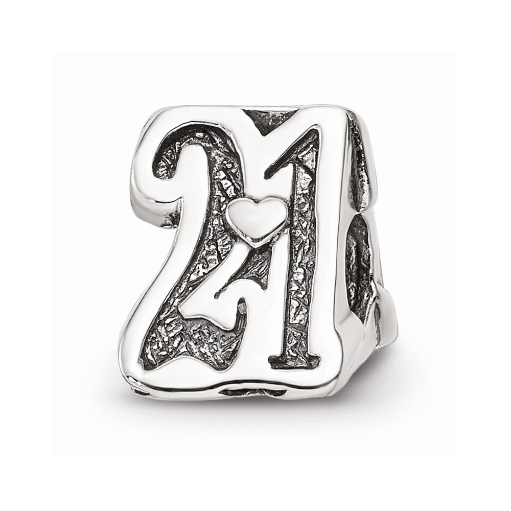 Jewelry Beads Alphabet & Numbers Sterling silver Reflections Sweet 21 Bead 