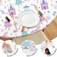 thumbnail image 4 of Princess Castle & Unicorn Pattern Round Fitted Tablecloth with Elastic Edge,Dining Table Cover Waterproof,Outdoor Round Tablecloth for Camping,Dining,Indoor and Outdoor, 4 of 7