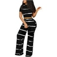 thumbnail image 1 of Mikilon Ensemble Élégant pour Femmes 2 Pcs Blouse/chemise à Manches Courtes Col Rond Ensemble Mode Col Rond Uni Blouse à Manches Courtes + Pantalon Ample Noir m, 1 of 9