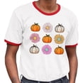 thumbnail image 2 of Fall Pumpkins and Flowers Ringer Tee Shirt Unisex Small White/Red, 2 of 5