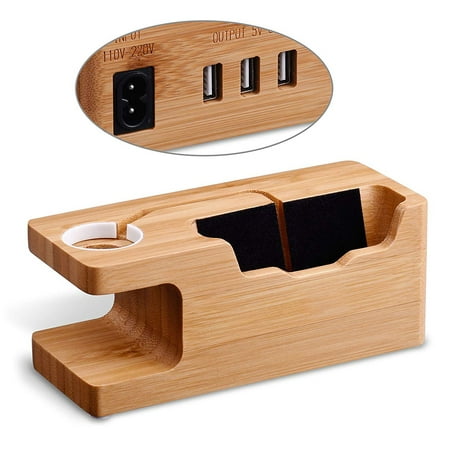 Charging Station For Apple Watch Airpods Charger Stand Charging Dock Cable Management Wood Charging Station With 3 Usb Ports For Airpods Apple Watch Series3 2 1 Iphone Walmart Canada