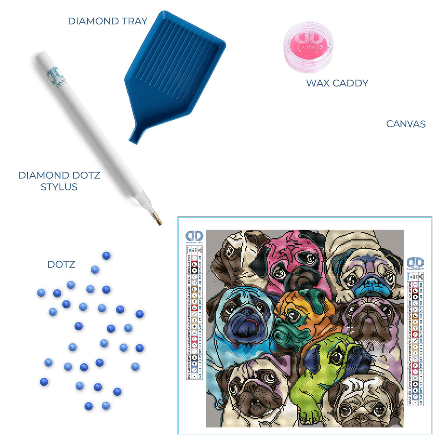 Diamond Dotz World of Pugs Diamond Painting Kits for Adults - Diamond Art Kits a Relaxing Creative Craft Kit with Dotz Gems