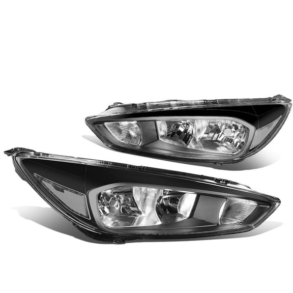 DNA MOTORING For 15-18 Ford Focus OE Style Black Clear Corner Headlight Lamps Pair