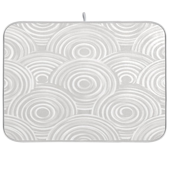 Iauyy Dish Drying Mat for Kitchen Counter, Super Absorbent & Hanging 16x18 / 18x24 Inch (S/M) Concentric Circle Elements