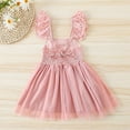 thumbnail image 3 of StylesILove Baby Toddler Girls Embroidered Eyelet Tulle Dress Princess Girl Ruffle Crisscross Sun Dress Outfit (18-24 Months, Pink), 3 of 7
