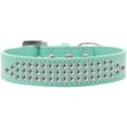 thumbnail image 1 of Three Row Clear Crystal Dog Collar Aqua Size 20, 1 of 1