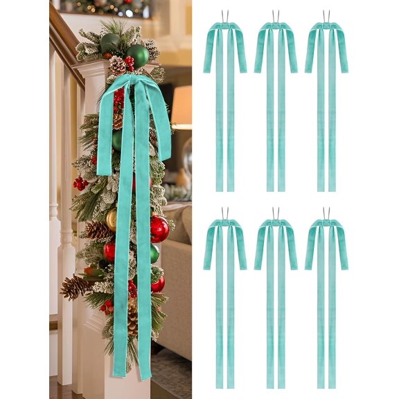 Dalrosia 6PCS Velvet Christmas Wreath Bow Pre Tied Velvet Ribbon Bows Wired Red Christmas Tree Topper for Xmas Garland Home Door Outdoor Decorations