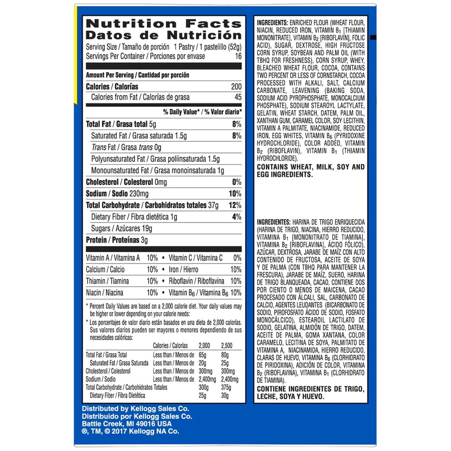 Pop Tart Nutrition Facts Chocolate Fudge Besto Blog