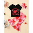 thumbnail image 2 of Bagilaanoe 2Pcs Baby Girl Valentine's Day Clothing Sets Newborn Letter Print Short Sleeve T-shirt Tops + Flare Trousers 3M 6M 12M 18M 24M Infant Spring Pants Set, 2 of 9