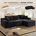 thumbnail image 5 of Lunale Small Modular Sectional Sofa with Movable Chaise, L-Shaped Boneless Cloud Couch for Living Room, Black (Right Facing Chaise), 5 of 9