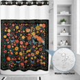 thumbnail image 2 of No Hook Shower Curtain, Boho Black Flowers Shower Curtains for Bathroom with See Through Top Window, Spring Abstract Watercolor Floral Leaf Waterproof & Washable Bath Curtain Stall 48"x72", 2 of 9