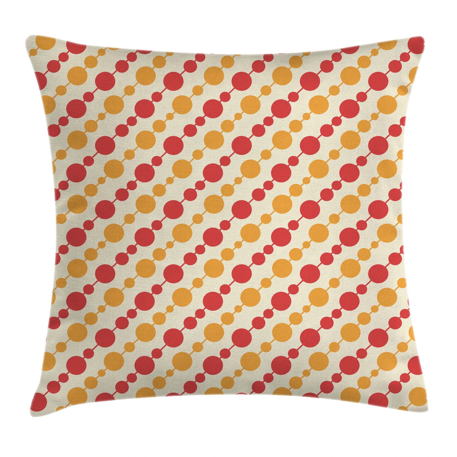 Kids Throw Pillow Cushion Cover Diagonal Chain Pattern With Big And Small Dots On Lines In Shabby Colors Decorative Square Accent Pillow Case 20 X 20 Inches Scarlet Marigold Cream By Ambesonne