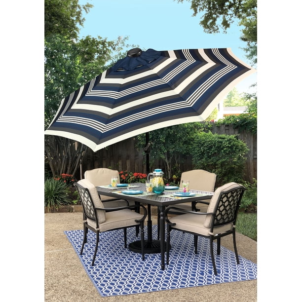 Sunray 9 Round Solar Lighted Umbrella 8rib 32led Steel Walmart Com Walmart Com