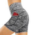 thumbnail image 4 of Gibobby Pantalones cortos de yoga Cintura de ejercicio para correr con bolsillo para mujer alta con pantalones de yoga profundos Pantalones cortos Pan(Gris,CH), 4 of 5