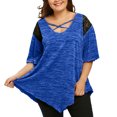 thumbnail image 2 of Azrian Fashion Womens Plus Size Flare Lace Asymmetrical Splicing Tunic T-Shirt tops, 2 of 5