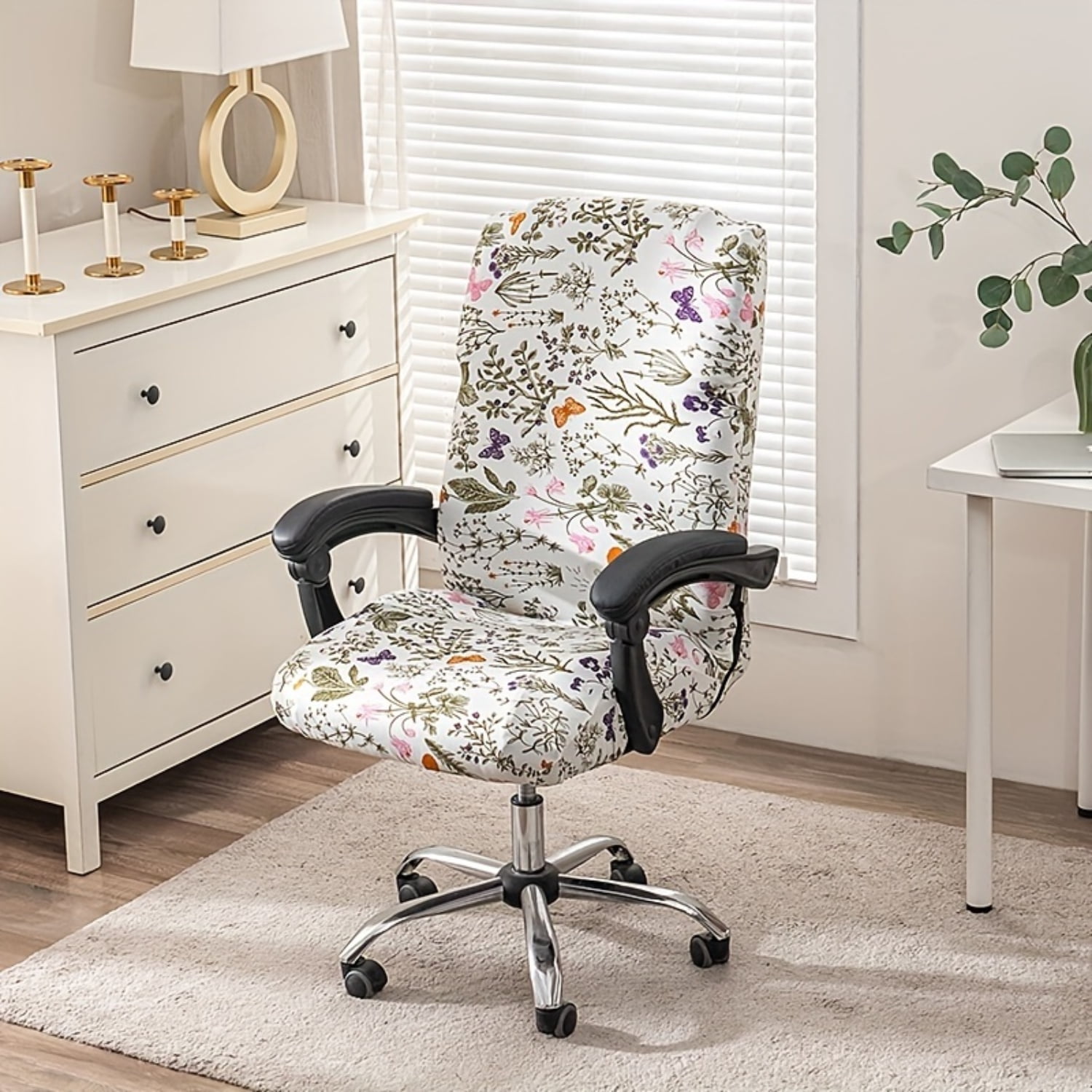 XGZHPJZP 1Pc Stretchable Office Chair Cover High Back Swivel Chair Slipcover Zippered Washable Removable for Office Decor