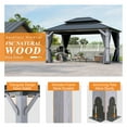 thumbnail image 5 of Howsvn 12 x 16 ft. Patio Cedar Wood Gazebo, Outdoor Double Roof Hardtop Wooden Gazebos with Curtains and Netting for Backyard, Deck, 5 of 11