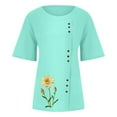 thumbnail image 5 of Patlollav Clearance Womens Short Sleeve Tops Plus Size Casual Loose Button Cotton Linen Top, 5 of 6