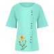 thumbnail image 5 of ICHUANYI Clearance Women's Short Sleeved Casual Plus Size Round Neck Flower Printed Loose Button Cotton Linen Top(Sky Blue, XXL) ICHUANYI WER2023080802811, 5 of 5