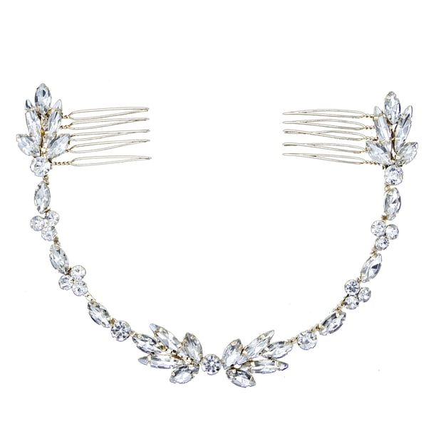 Peineta de boda para novia, accesorios para el cabello de novia plateados, tocado de diamantes de imitación para mujeres y niñas