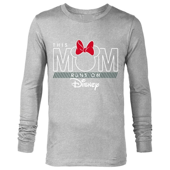Disney Minnie Mouse This Mom Runs on Disney - Long Sleeve T-Shirt for Men- Customized-Athletic Heather