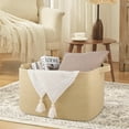 thumbnail image 3 of 95L Extra Large Blanket Basket, 24" x 16.9" x 14.2" Woven Storage Basket for Living Room, Rectangle Nursery Blanket Storage for Toys, Towels, Dirty Clothes (Jute), 3 of 15