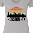 thumbnail image 4 of Inktastic Houston Texas Skyline Retro Women's V-Neck T-Shirt, 4 of 5