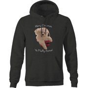 Merry Christmas Ya Fluffy Animal Dog Pet Pullover Hoodie Medium Dark Grey