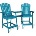 thumbnail image 1 of Ensemble de 2 Chaises de Bar Adirondack Hautes d'Extérieur avec Plateau de Raccord, Chaises de Balcon Adirondack pour Terrasse, Cour Arrière, Chaises Adirondack Hautes d'Extérieur, Bleu, 1 of 6