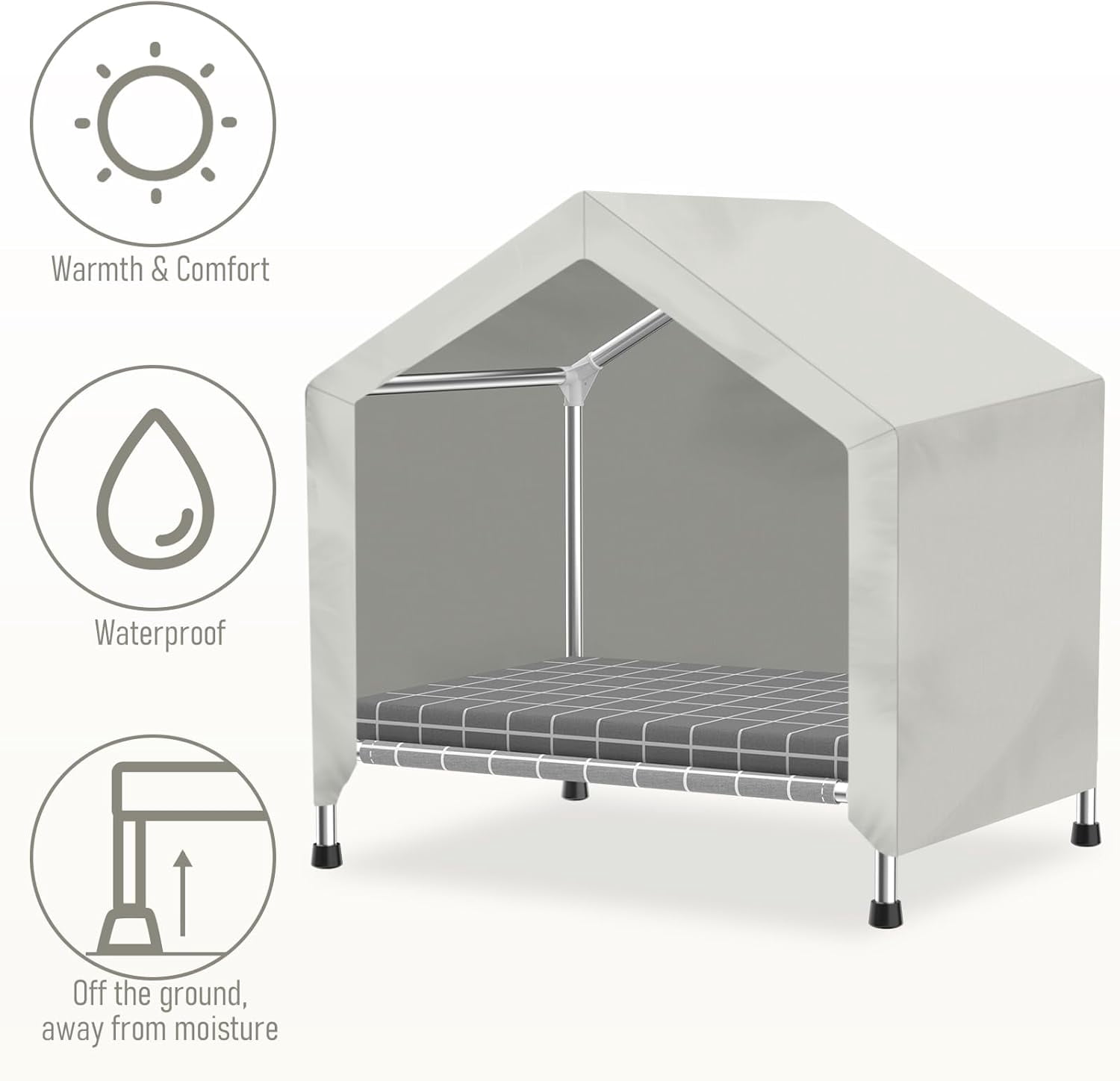 Elevated Dog House with Soft Cushion Insert - Comfortable Pet Home with Elevated Design, Sturdy Dog Shelter for Indoor/Outdoor Use,Perfect for Pets (Medium)