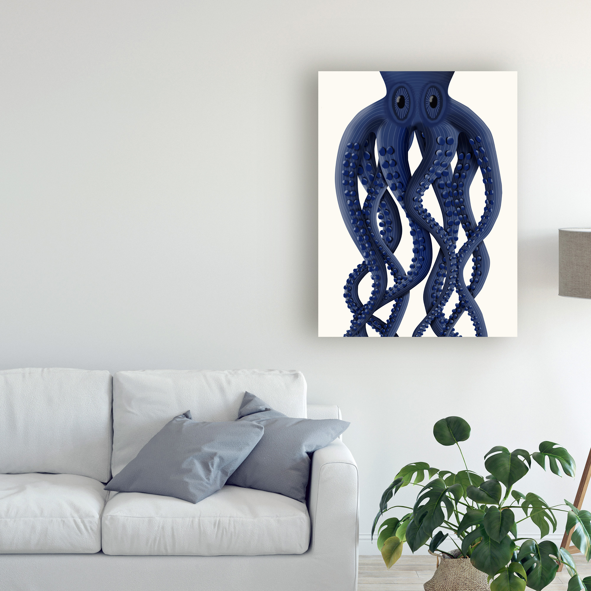 Trademark Fine Art 'Giant Octopus Blue' Canvas Art by Fab Funky