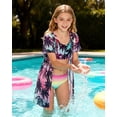 thumbnail image 3 of Aideaone Girls Bikini Swimsuits Set for Girls 3 Piece Skirt Bathing Suits Swim Dress Hawaiian Beach Swimwear with Kimono Cover Up, 3 of 7